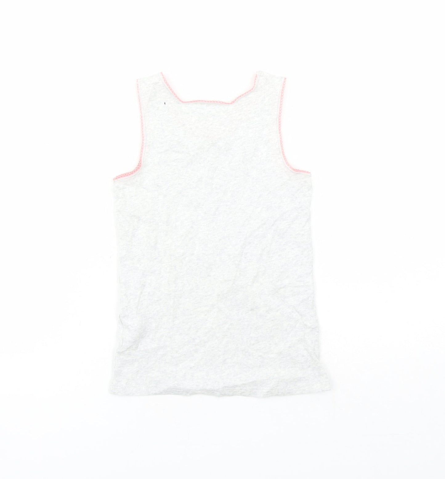 Marks and Spencer Girls Grey Cotton Basic Tank Size 6-7 Years Round Neck Pullover