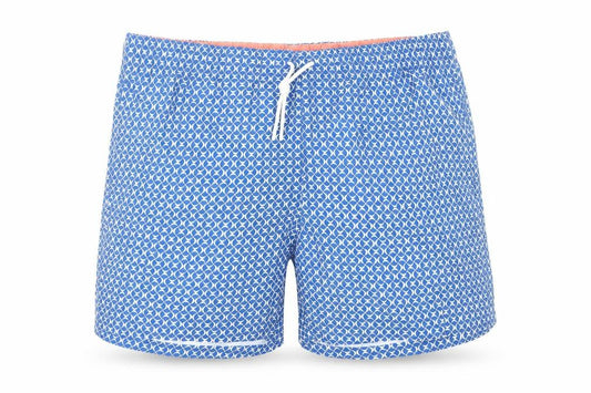 Marks & Spencer s Mens Blue Geometric Polyester Sweat Shorts Size 3XL L6 in Regular Drawstring - Elasticated Waist Swim Shorts Pockets