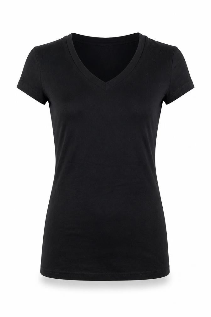 Spirit of Arabia Womens Black Cotton Basic T-Shirt Size S V-Neck