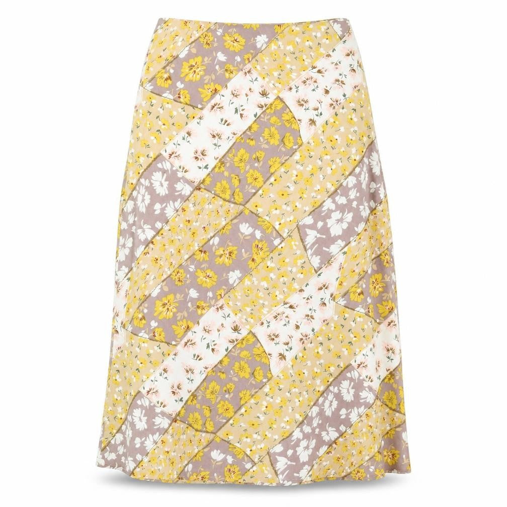 Glamaker Womens Brown Floral Polyester A-Line Skirt Size M Zip