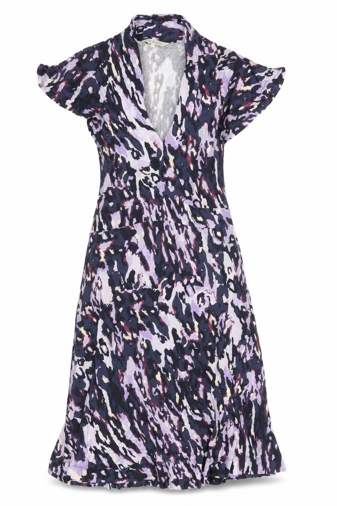 Great Plains Womens Purple Geometric Viscose A-Line Size S V-Neck Pullover
