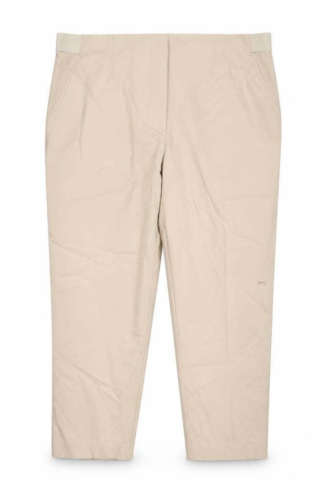Marks and Spencer Womens Beige Cotton Trousers Size 18 L26 in Regular Hook & Eye - Pockets