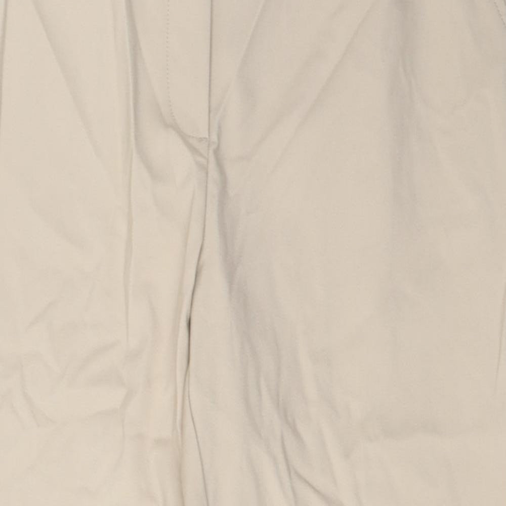 Marks and Spencer Womens Beige Cotton Trousers Size 18 L26 in Regular Hook & Eye - Pockets