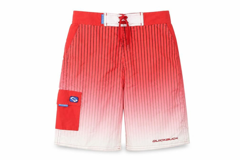 Quickbuck Boys Red Striped Polyester Sweat Shorts Size 11-12 Years L9 in Regular Drawstring - Pockets