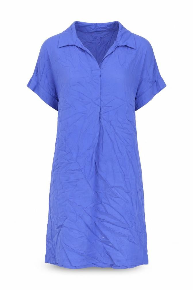 Marks & Spencer Womens Blue Viscose Shirt Dress Size 8 V-Neck Pullover
