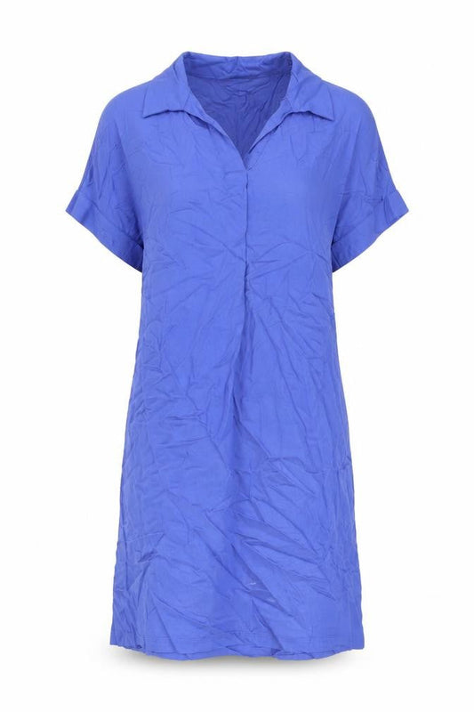 Marks & Spencer Womens Blue Viscose Shirt Dress Size 8 V-Neck Pullover