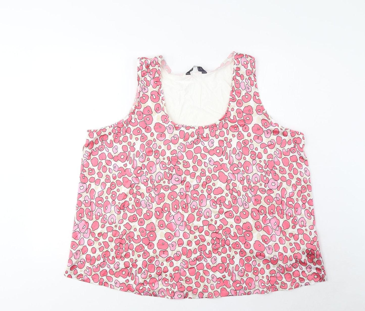Marks and Spencer Womens Pink Animal Print Polyester Basic Tank Size 18 Scoop Neck
