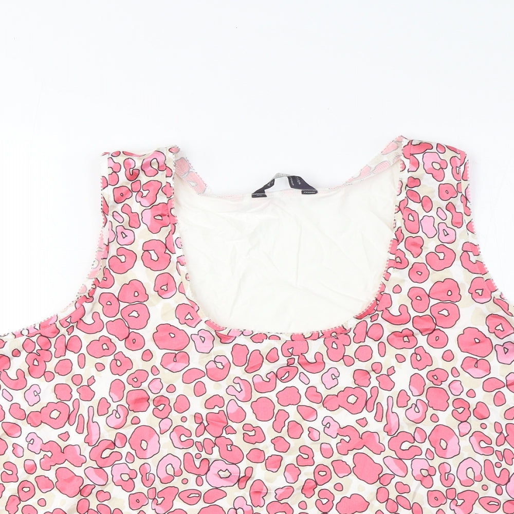 Marks and Spencer Womens Pink Animal Print Polyester Basic Tank Size 18 Scoop Neck
