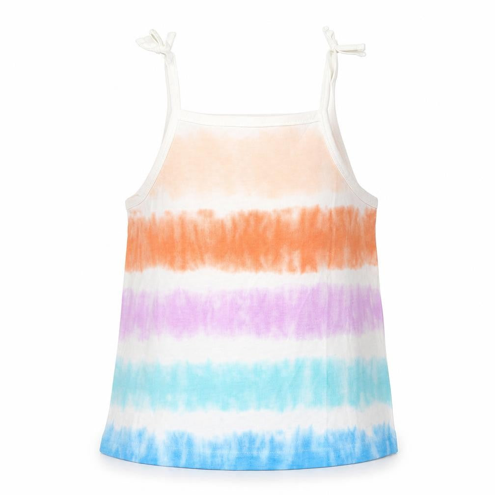 Marks & Spencer Girls Multicoloured Striped Cotton Basic Tank Size 3-4 Years Square Neck Pullover