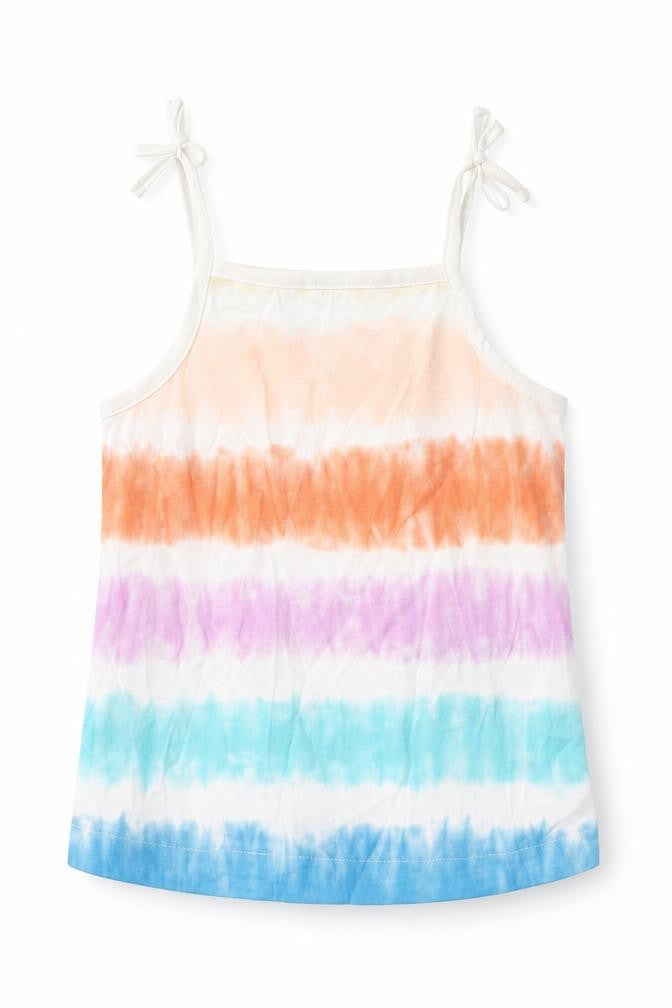 Marks & Spencer Girls Multicoloured Striped Cotton Basic Tank Size 3-4 Years Square Neck Pullover