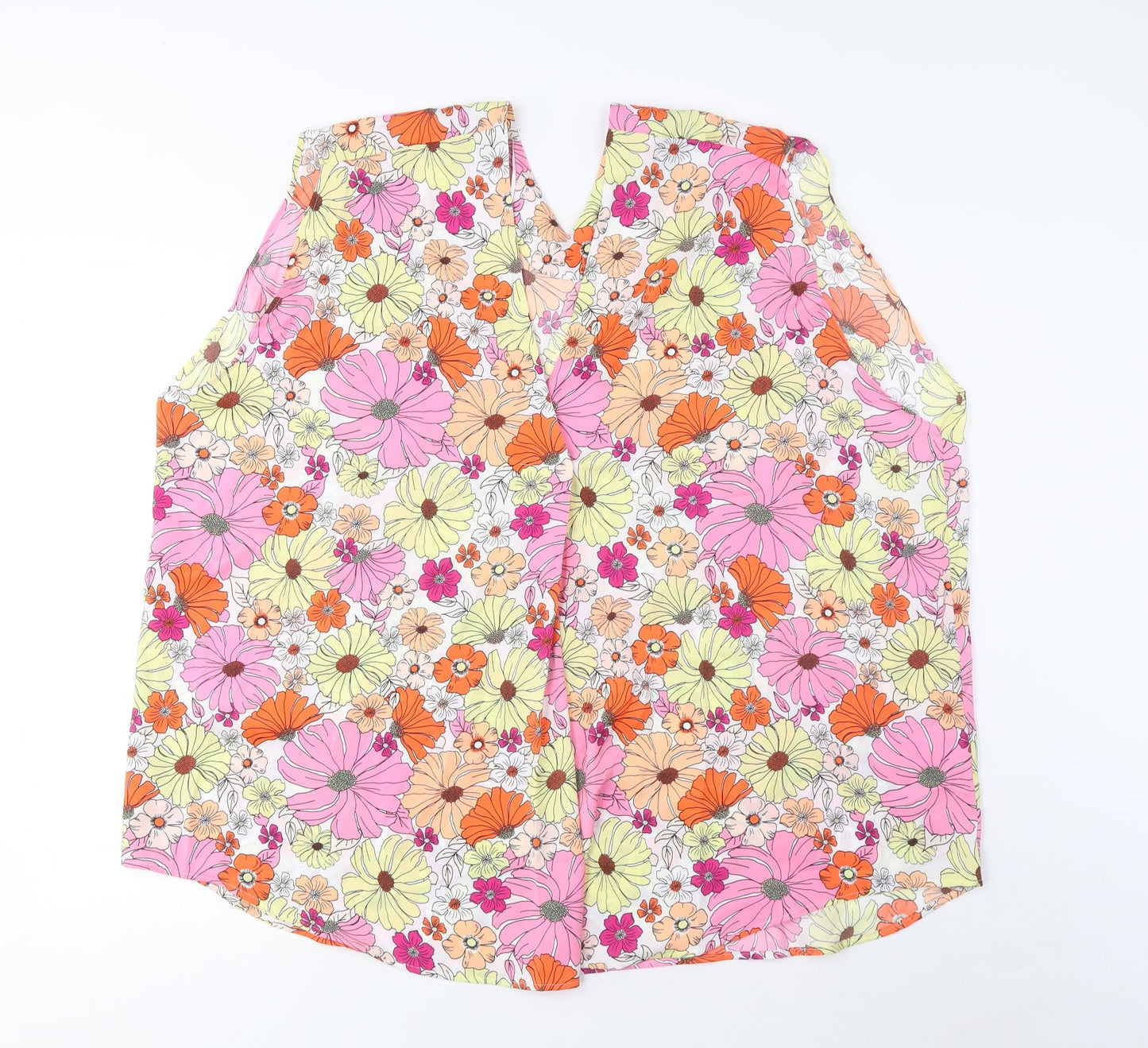 Marks and Spencer Womens Multicoloured Floral Polyester Basic Tank Size 24 V-Neck - Pleated