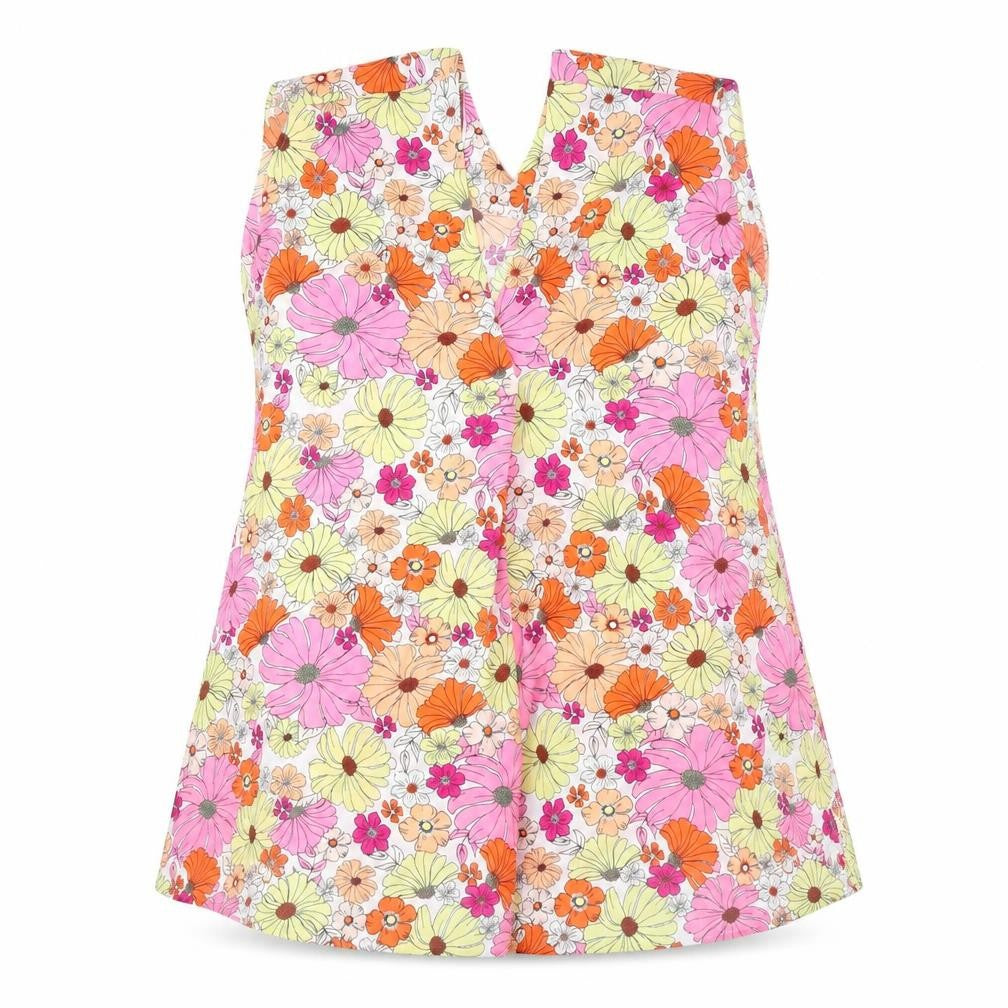 Marks & Spencer Womens Multicoloured Floral Polyester Basic Tank Size 24 V-Neck - Pleated