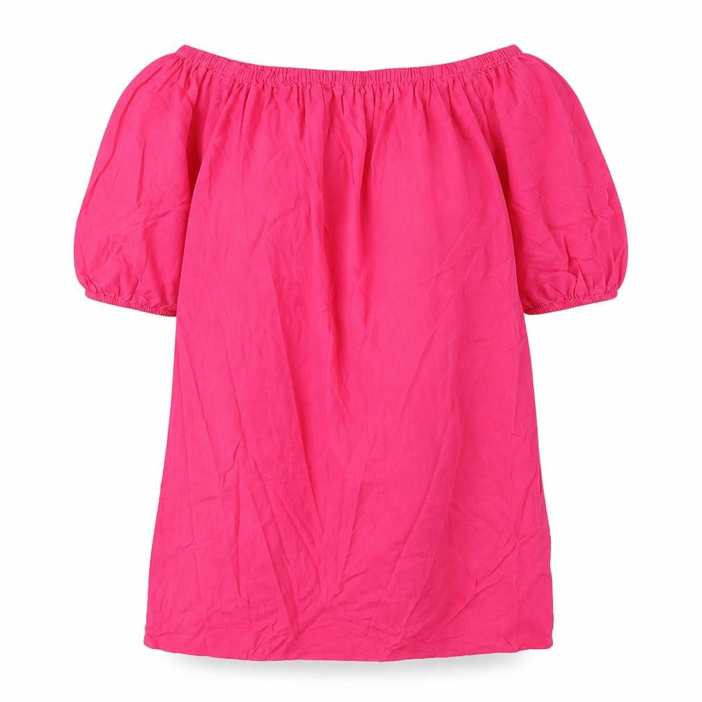 Marks & Spencer Womens Pink Linen A-Line Size M Scoop Neck Pullover