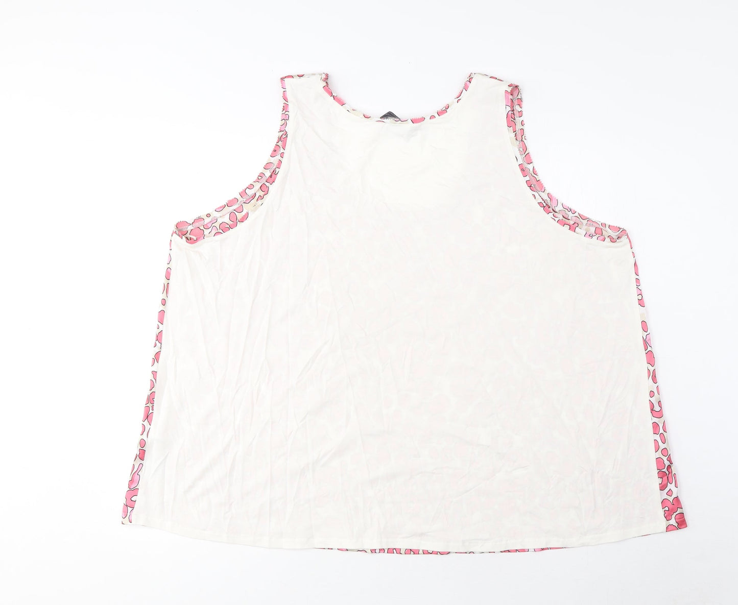 Marks and Spencer Womens Pink Animal Print Polyester Basic Tank Size 24 Scoop Neck