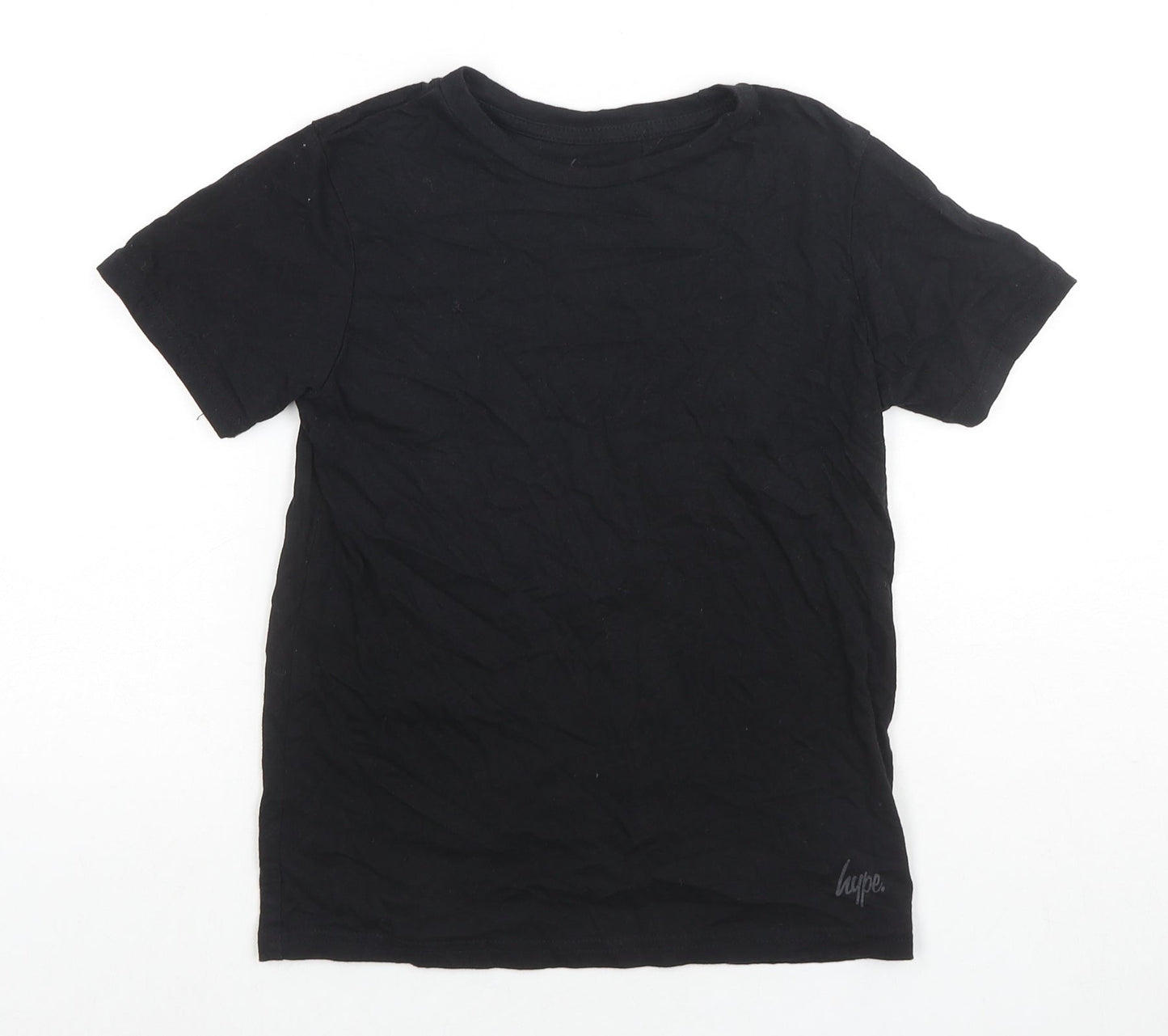 Hype Boys Black Polyester Basic T-Shirt Size 7-8 Years Round Neck Pullover