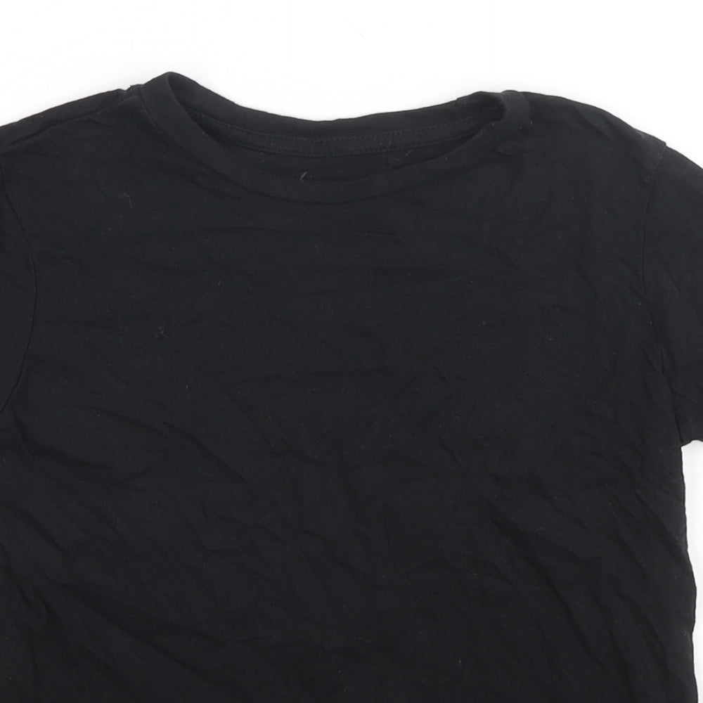 Hype Boys Black Polyester Basic T-Shirt Size 7-8 Years Round Neck Pullover
