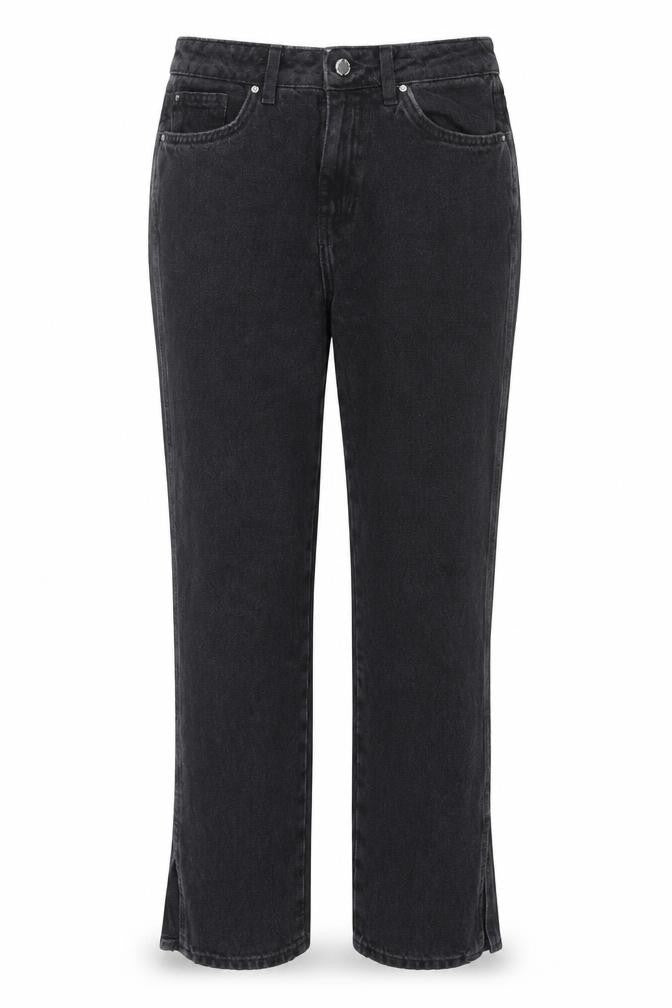 Denim & Co. Womens Black Cotton Straight Jeans Size 12 L30 in Regular Zip - Side Slit(s)