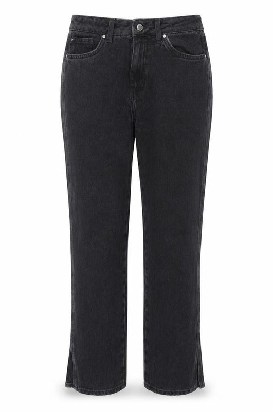 Denim & Co. Womens Black Cotton Straight Jeans Size 12 L30 in Regular Zip - Side Slit(s)