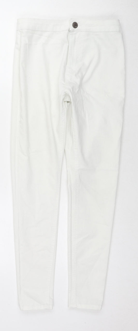 Cotton On Womens White Cotton Skinny Jeans Size 12 L27 in Regular Zip