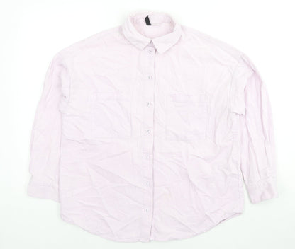 Divided by H&M Womens Pink Cotton Basic Button-Up Size XS Collared
