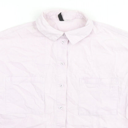 Divided by H&M Womens Pink Cotton Basic Button-Up Size XS Collared