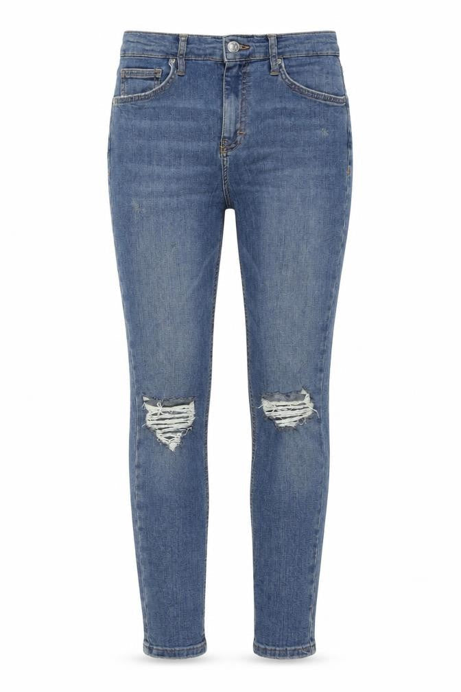 Topshop Womens Blue Cotton Skinny Jeans Size 28 L30 in Regular Zip