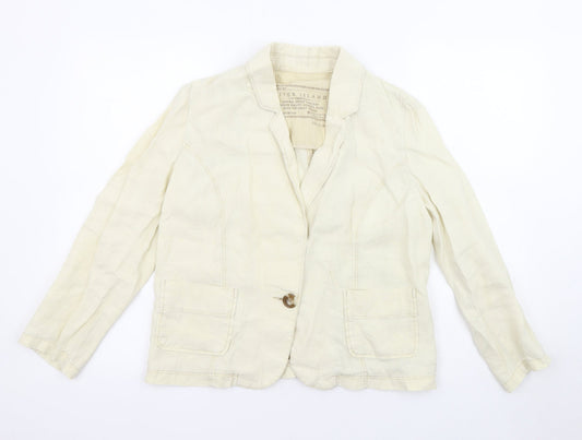 River Island Womens Ivory Jacket Size 10 Button