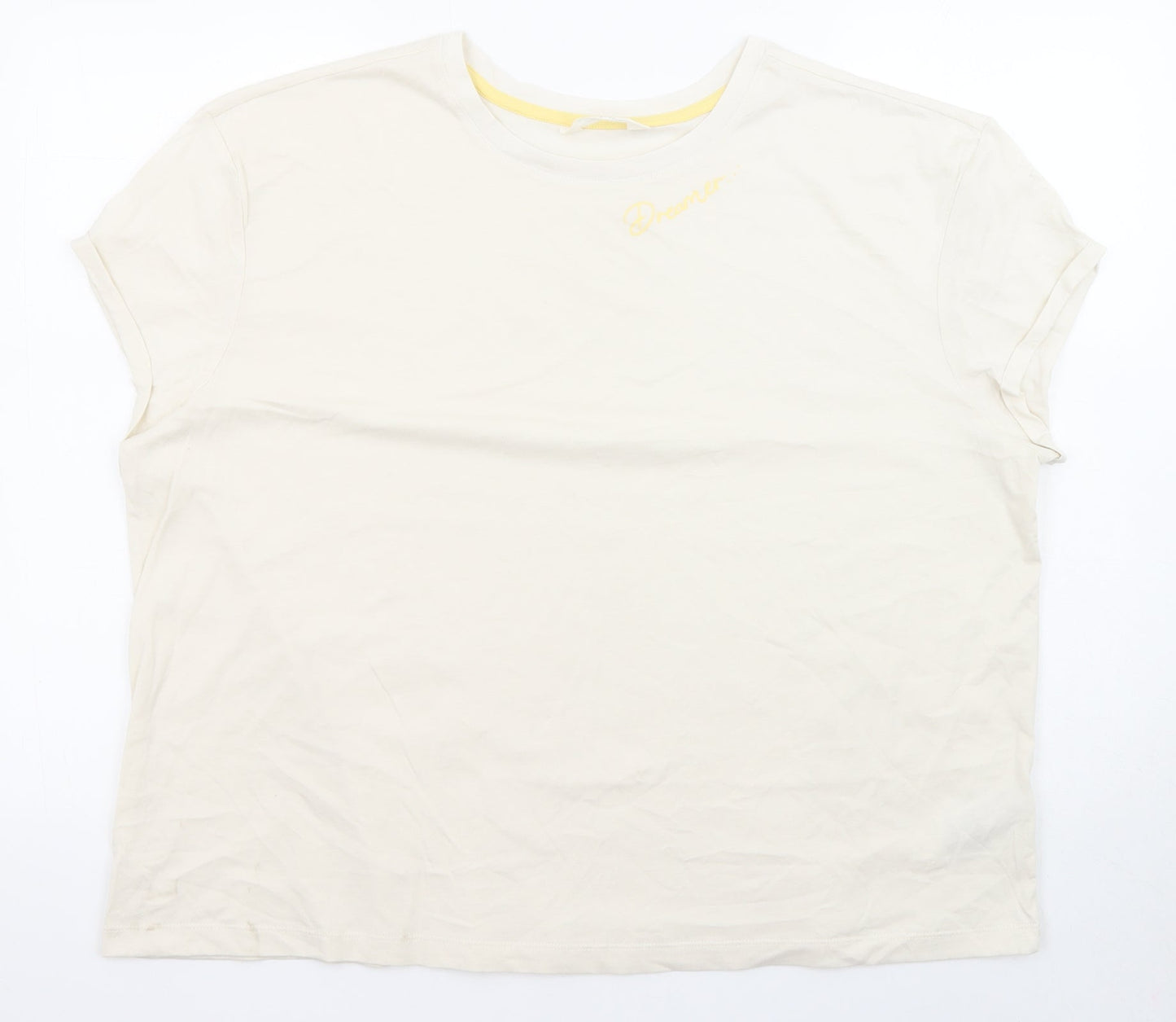 Marks and Spencer Womens Beige Solid 100% Cotton Top Pyjama Top Size XL - Dreamer