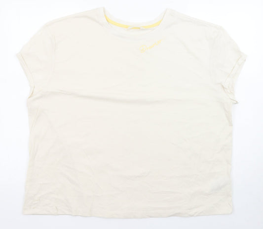 Marks and Spencer Womens Beige Solid 100% Cotton Top Pyjama Top Size XL - Dreamer