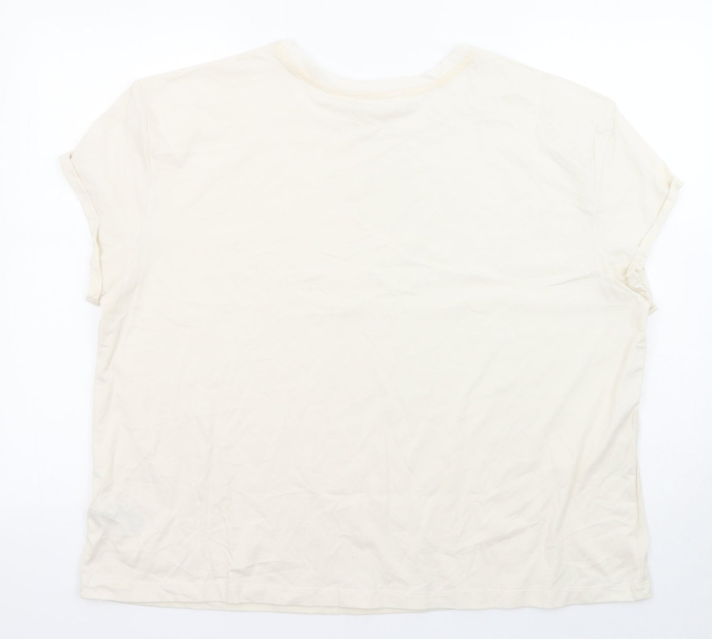 Marks and Spencer Womens Beige Solid 100% Cotton Top Pyjama Top Size XL - Dreamer
