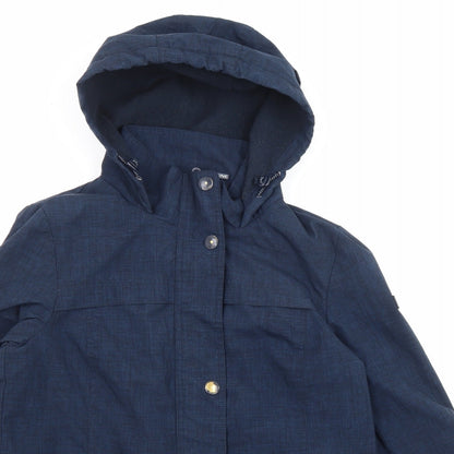 Close-up detail of Maine New England women’s blue jacket, size UK 10, zip