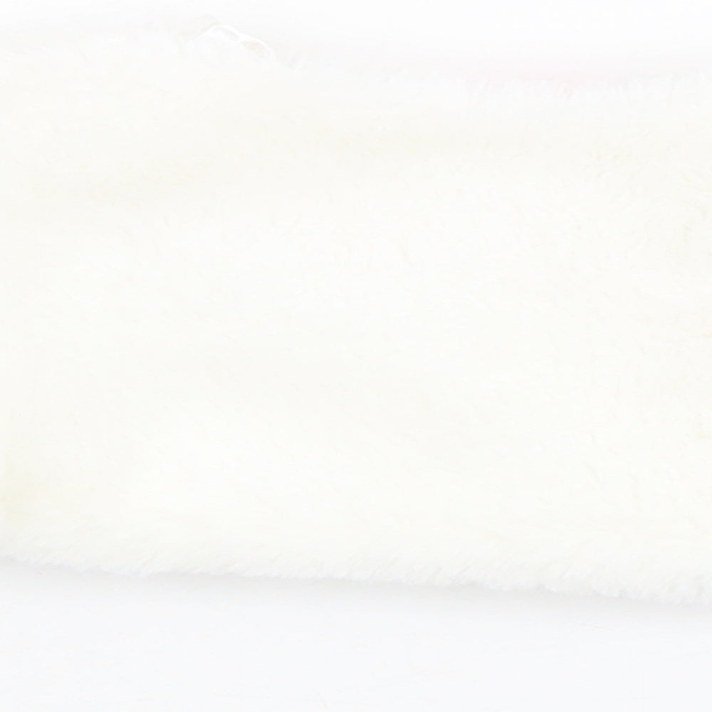 Brand and care label for Cutey Couture girls’ ivory basic jacket jacket, size 6-9, months button - faux fur, size 6-12