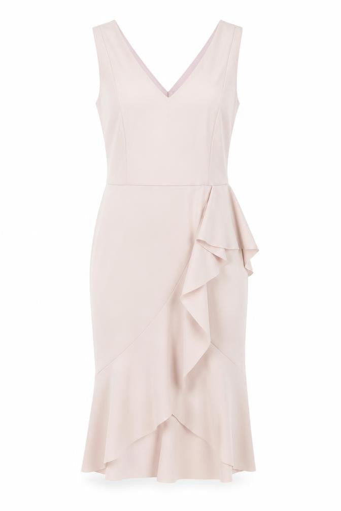 Luxe Womens Pink Polyester Bodycon Size 12 V-Neck Zip
