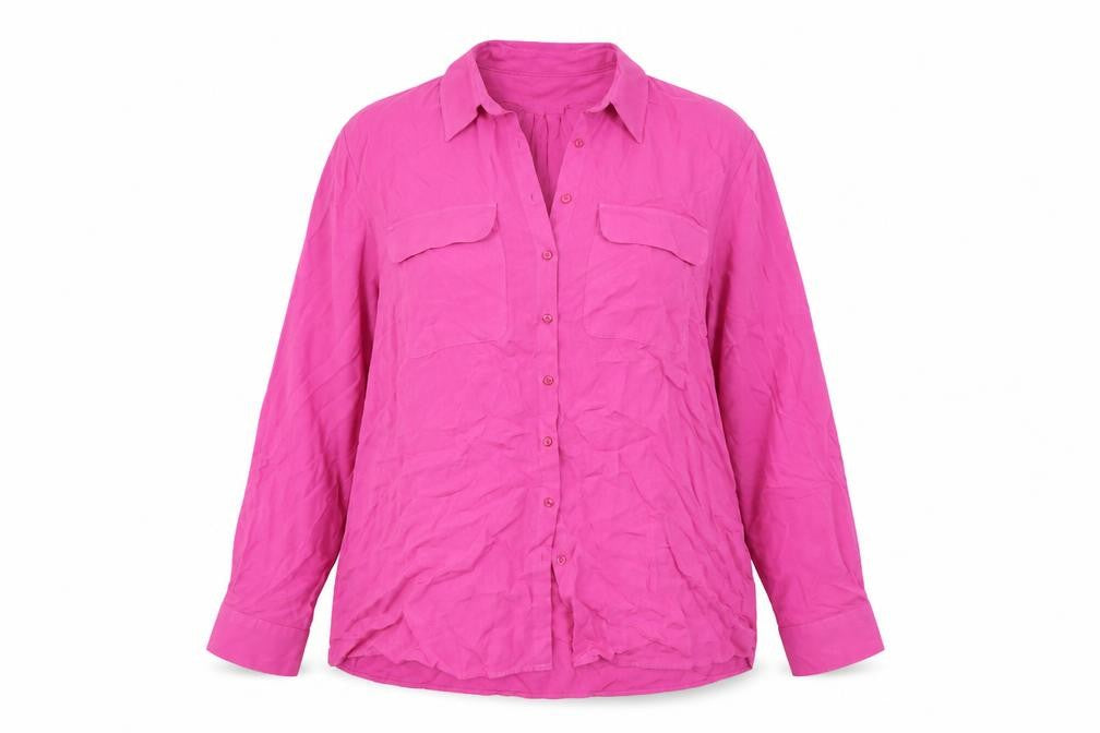 Hawes & Curtis Womens Pink Viscose Basic Button-Up Size 2 Collared