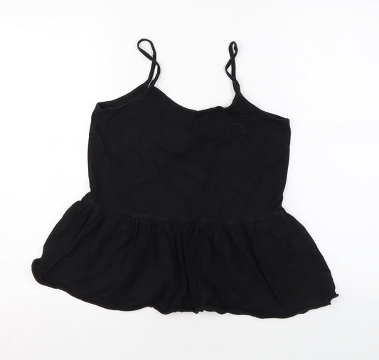 ASOS Womens Black Cotton Camisole Tank Size 8 Scoop Neck