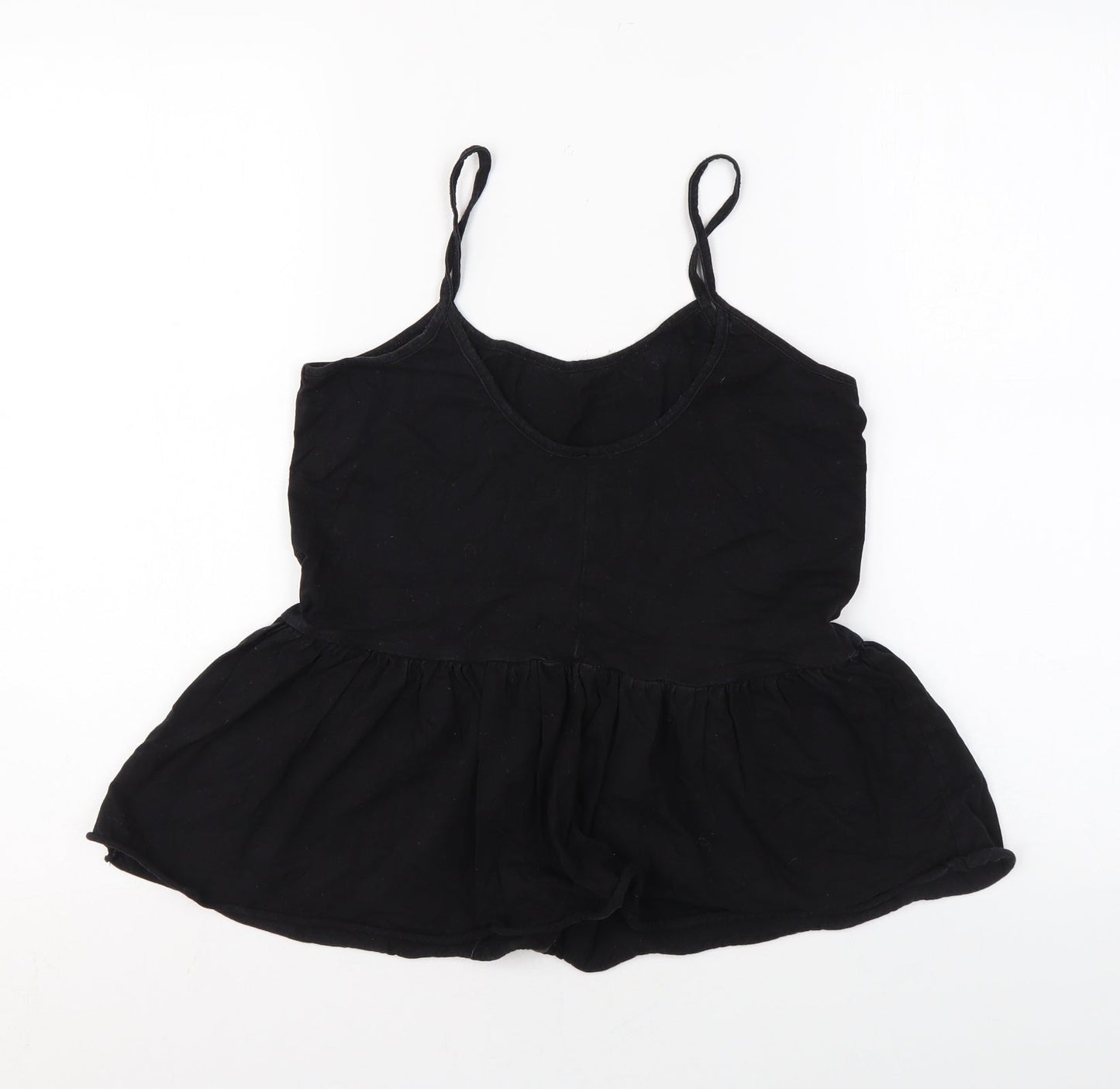 ASOS Womens Black Cotton Camisole Tank Size 8 Scoop Neck