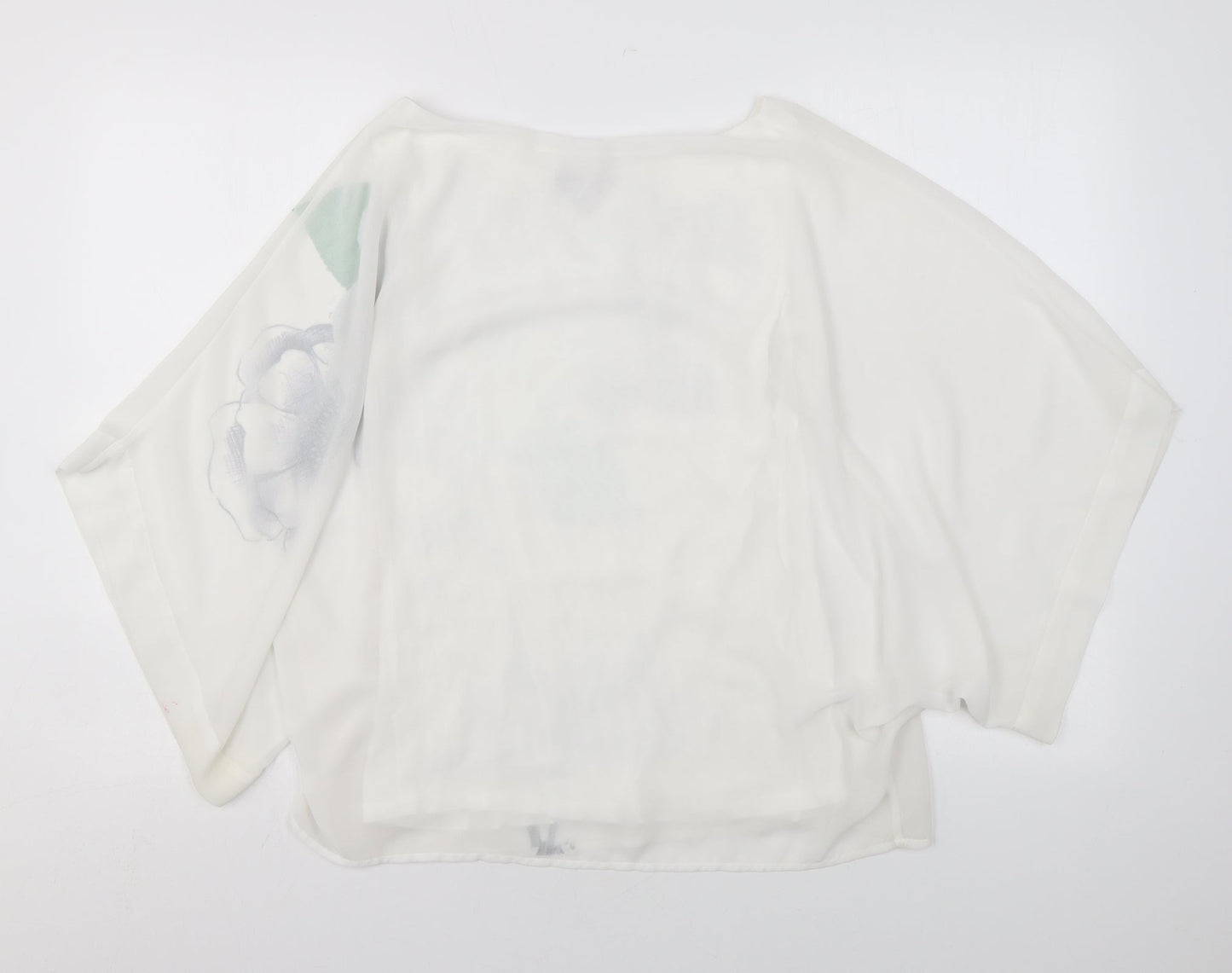 Phase Eight Womens White Floral Polyester Basic Blouse Size S Round Neck