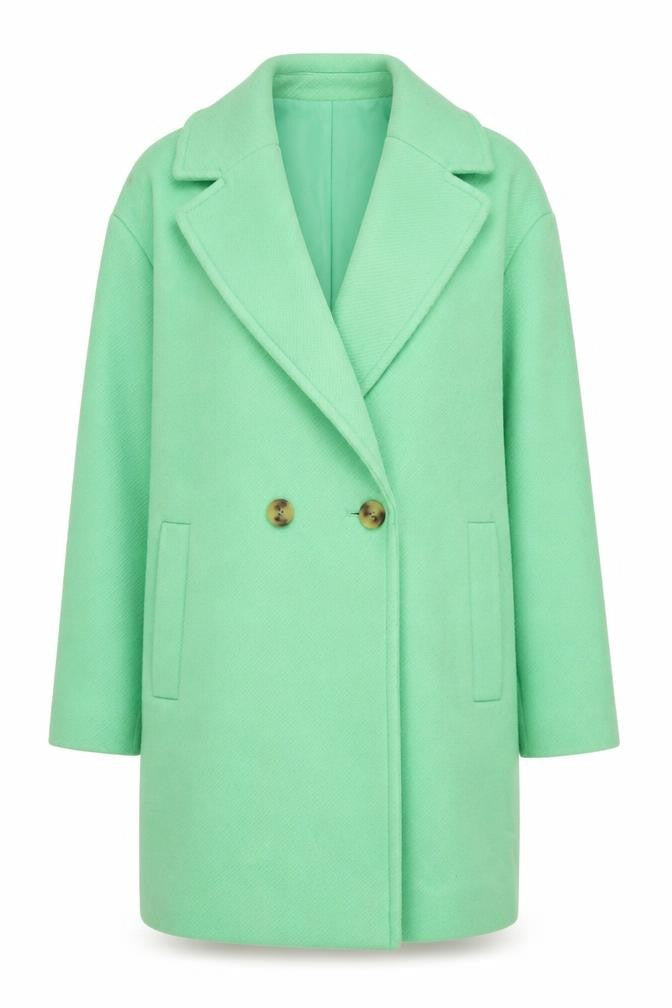 Marks and Spencer Womens Green Overcoat Coat Size 12 Button