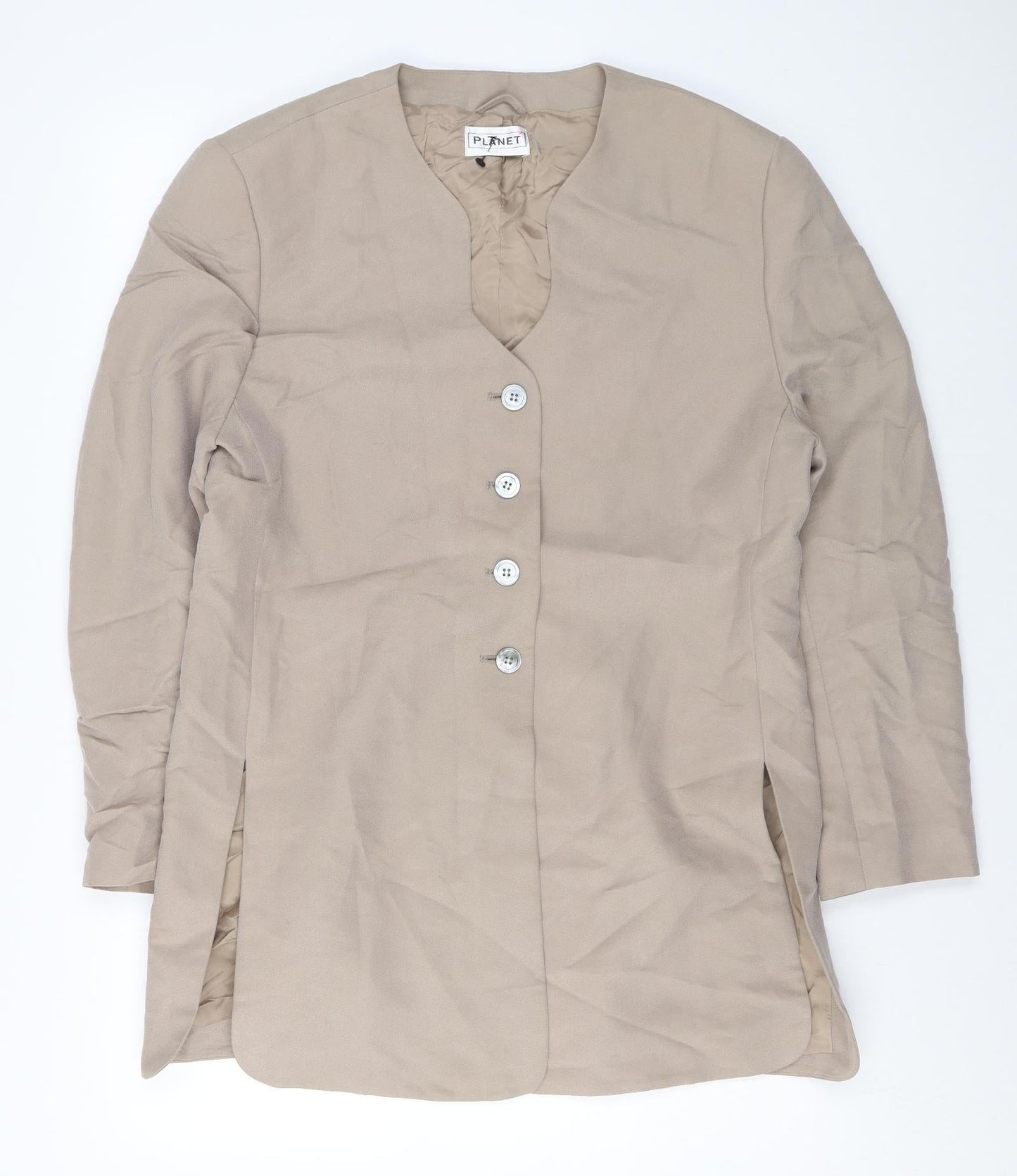 Planet Womens Beige Jacket Blazer Size 16 Button