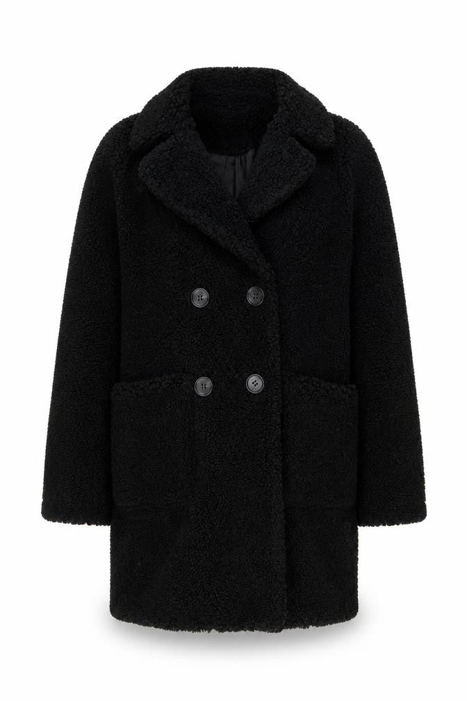 New Look Womens Black Overcoat Coat Size 10 Button