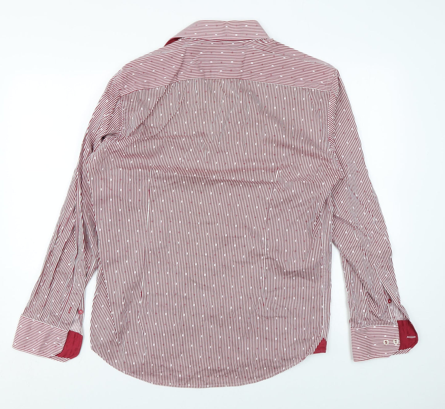 Steel & Jelly Mens Red Striped Cotton Button-Up Size L Collared Button