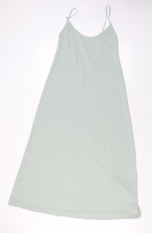 Zara Womens Green Polyester Maxi Size M Scoop Neck Pullover