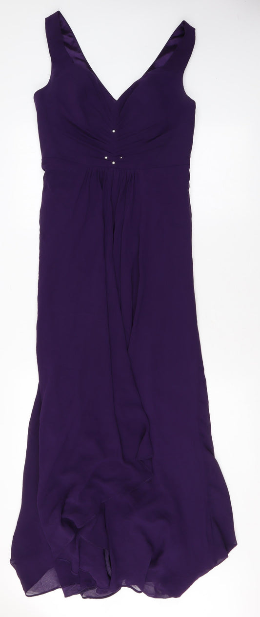 Ever Pretty Womens Purple Polyester Maxi Size 10 V-Neck Zip
