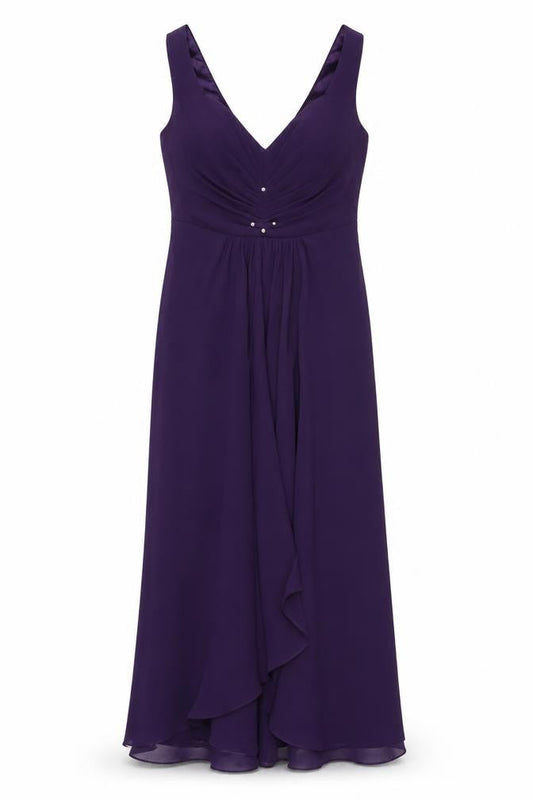 Ever Pretty Womens Purple Polyester Maxi Size 10 V-Neck Zip