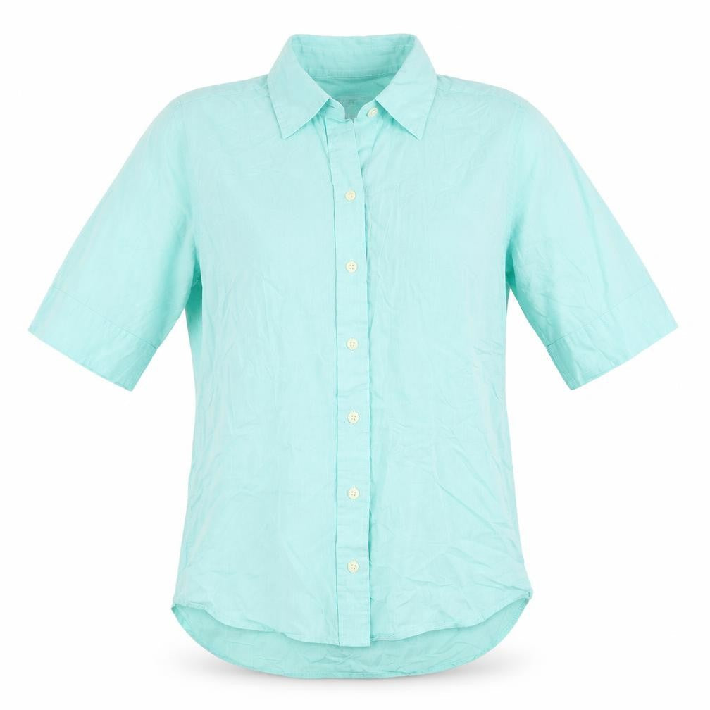 PINK Womens Blue Cotton Basic Button-Up Size 8 Collared