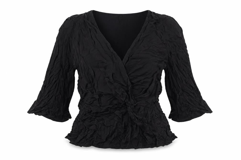 Marks & Spencer Womens Black Viscose Basic Blouse Size 10 V-Neck