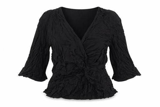 Marks and Spencer Womens Black Viscose Basic Blouse Size 10 V-Neck