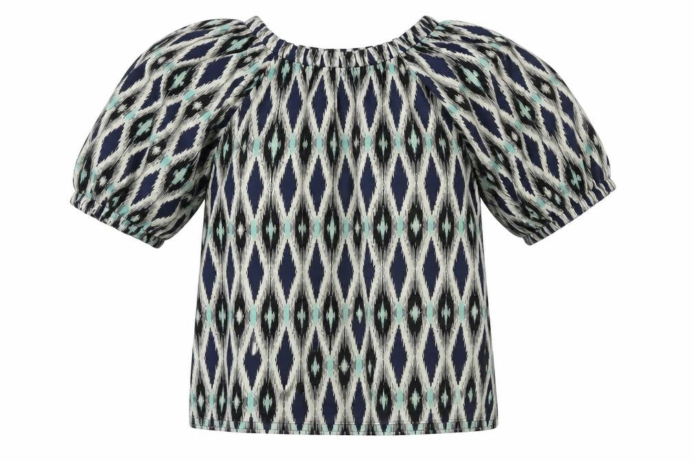 Marks & Spencer Womens Multicoloured Geometric Polyester Basic Blouse Size 8 Round Neck