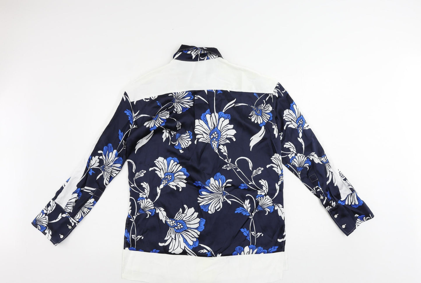 Marks and Spencer Womens Blue Floral Polyester Tunic Button-Up Size 8 Collared