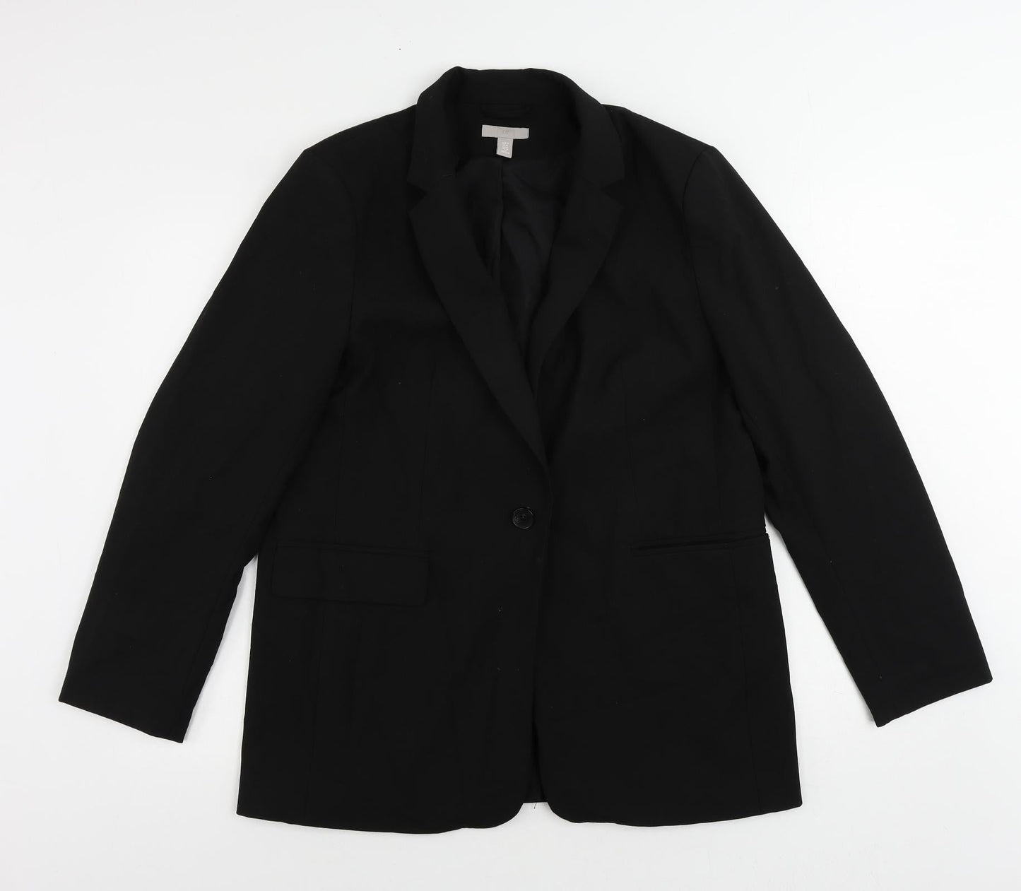 H&M Womens Black Jacket Blazer Size M Button